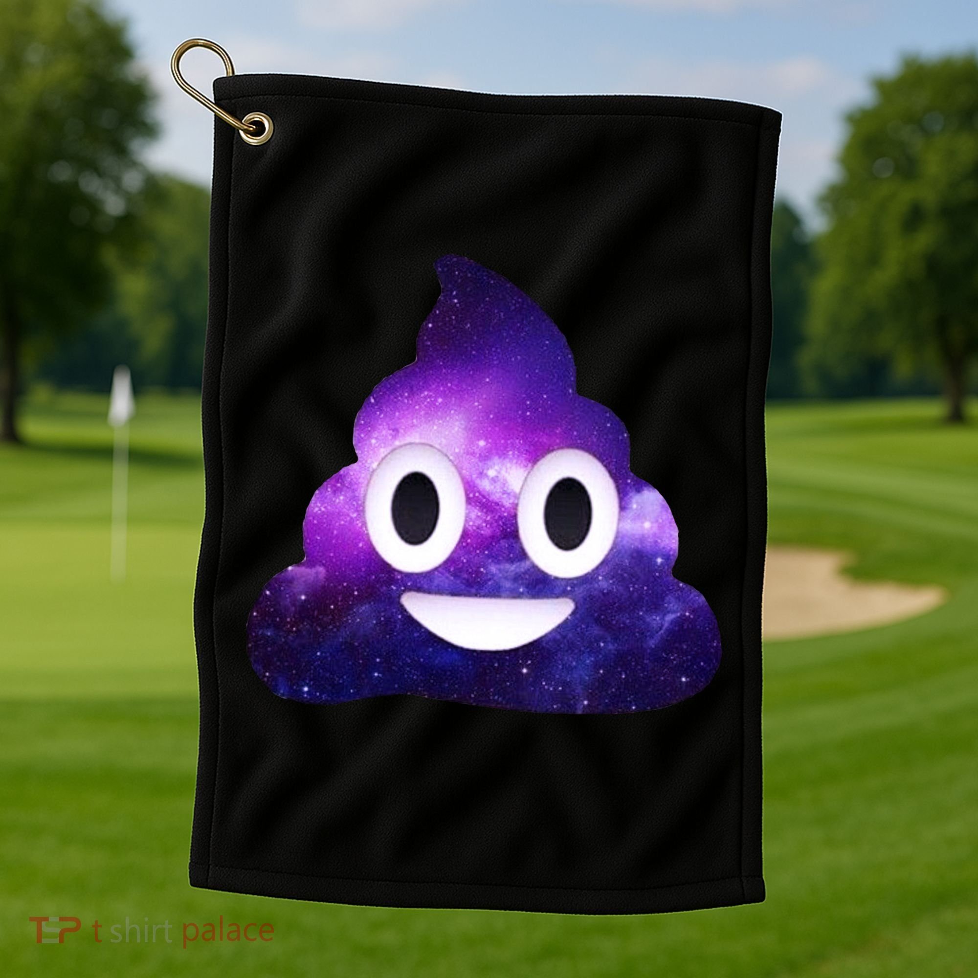 Poop In Space Galaxy Emoji Golf Towel