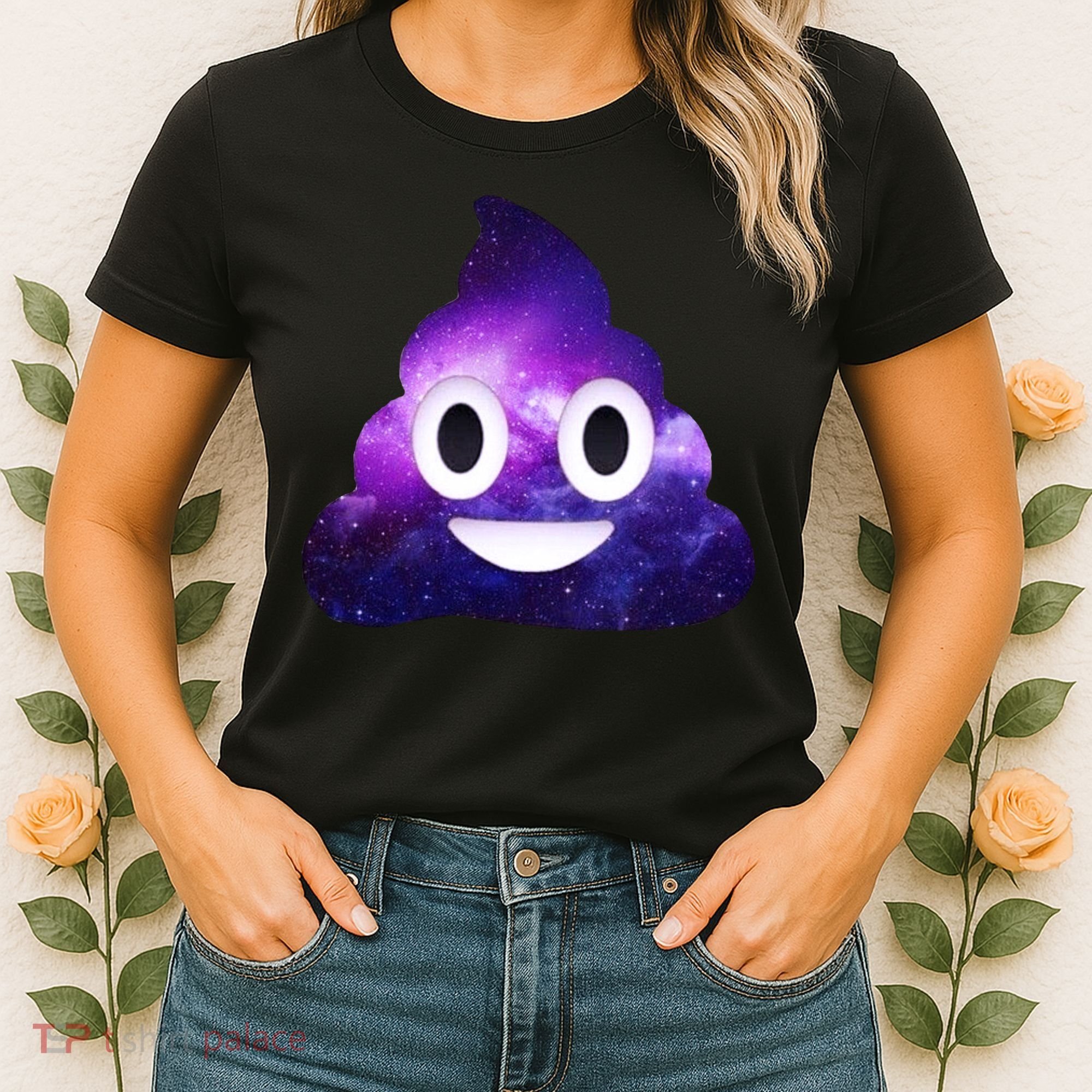 Poop In Space Galaxy Emoji Women's T-Shirt
