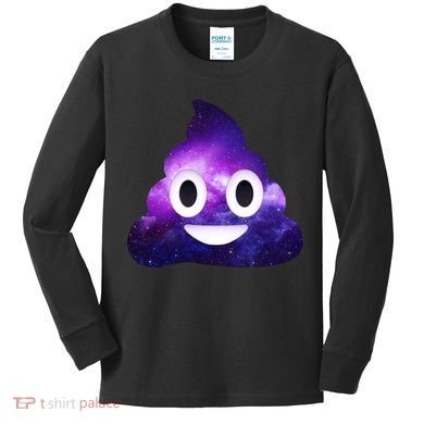 Poop In Space Galaxy Emoji Kids Long Sleeve Shirt