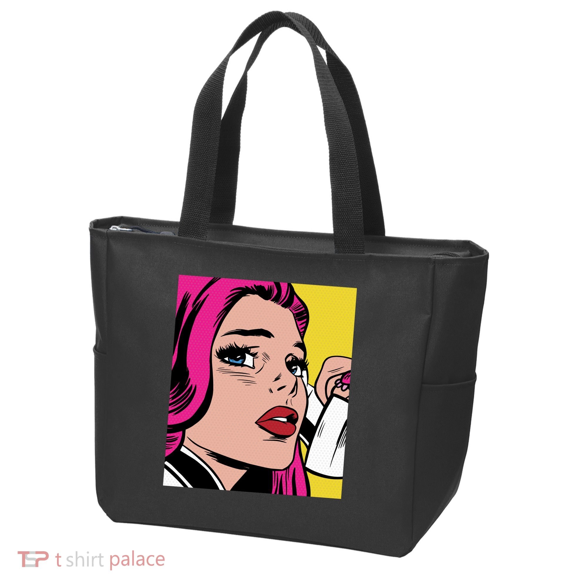 Pop Art Girl Phone Tote Bag