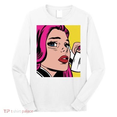 Pop Art Girl Phone Long Sleeve Shirt