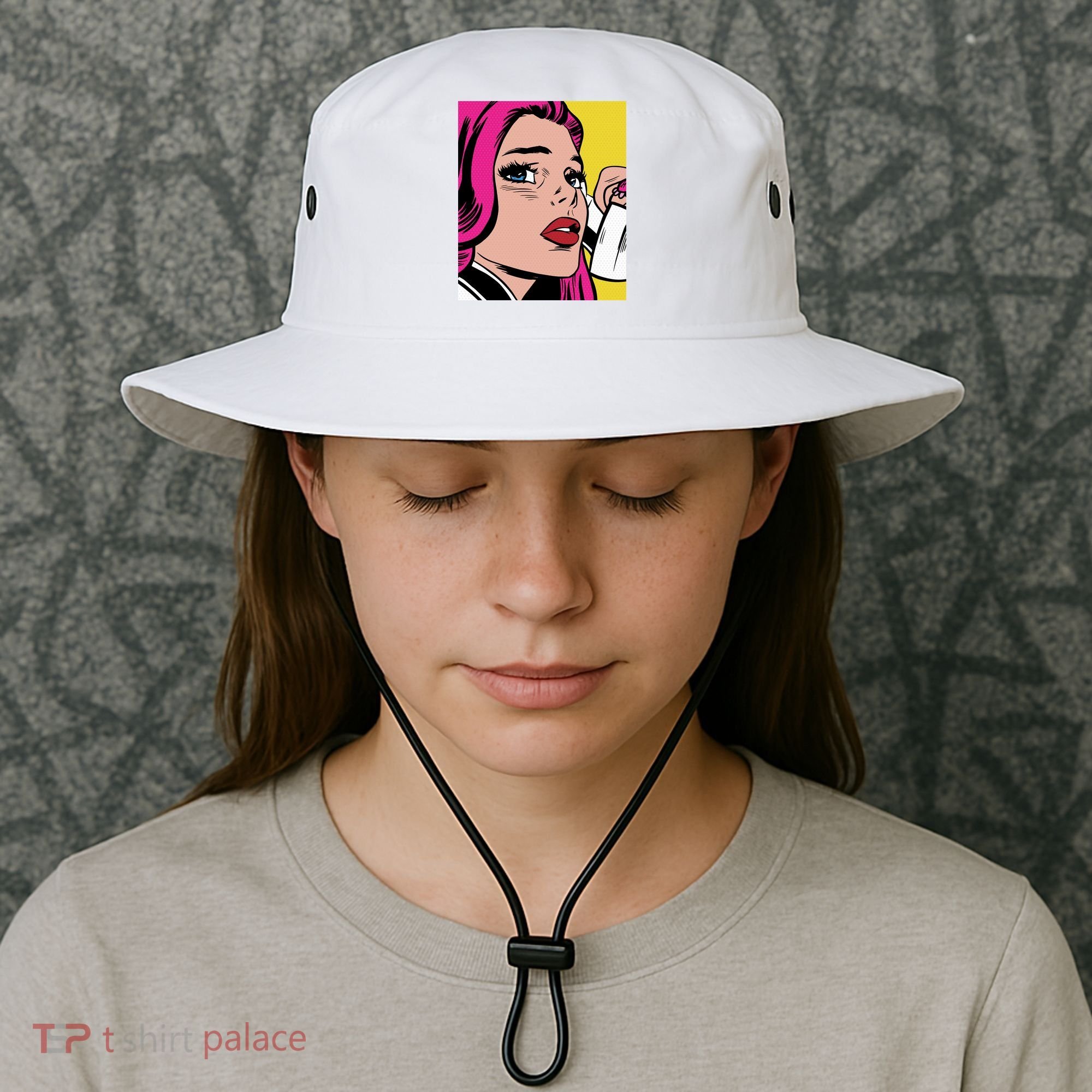 Pop Art Girl Phone Bucket Hat