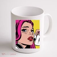 Pop Art Girl Phone Coffee Mug thumb 1