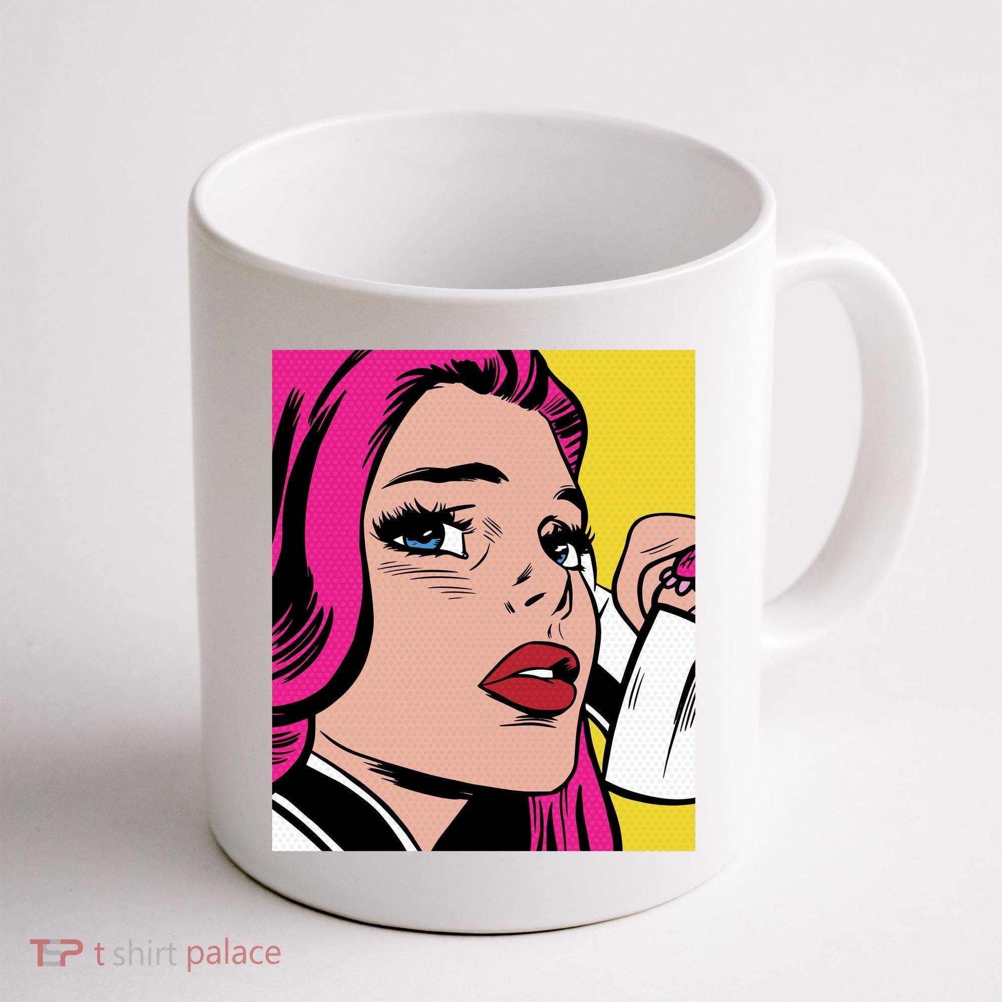 Pop Art Girl Phone Coffee Mug