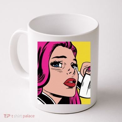 Pop Art Girl Phone Coffee Mug