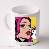 Pop Art Girl Phone Coffee Mug thumb 0