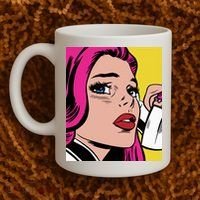 Pop Art Girl Phone Coffee Mug thumb 2