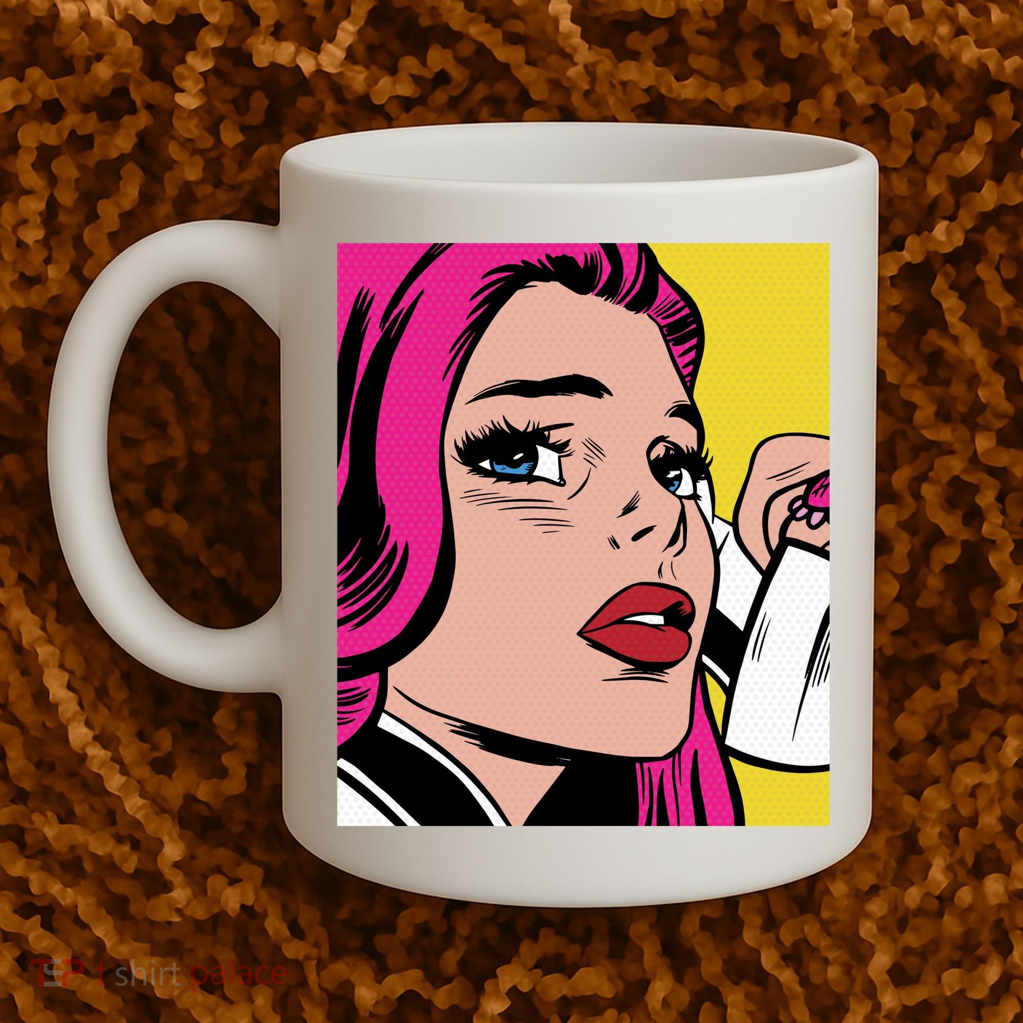 Pop Art Girl Phone Coffee Mug