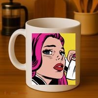 Pop Art Girl Phone Coffee Mug thumb 4