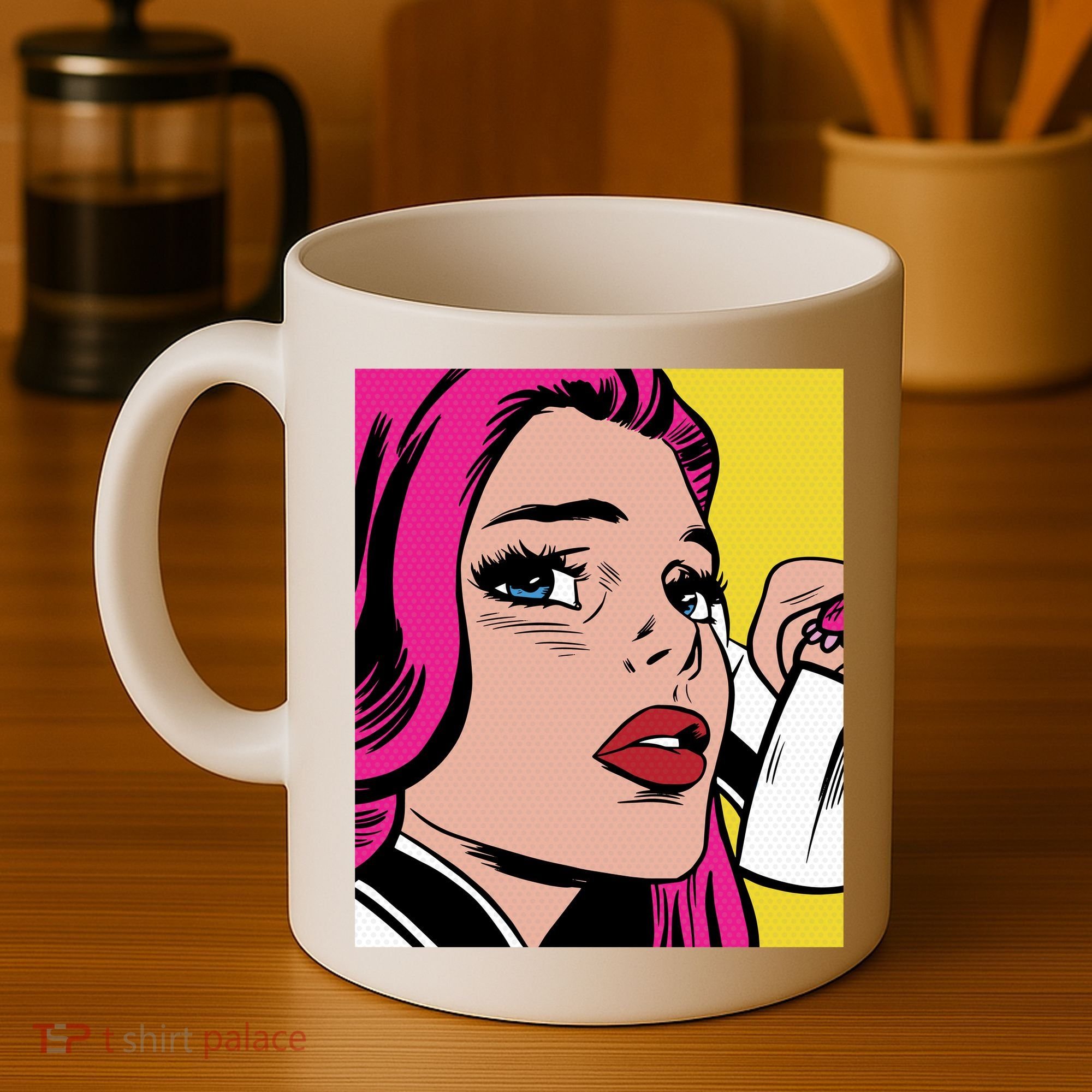 Pop Art Girl Phone Coffee Mug