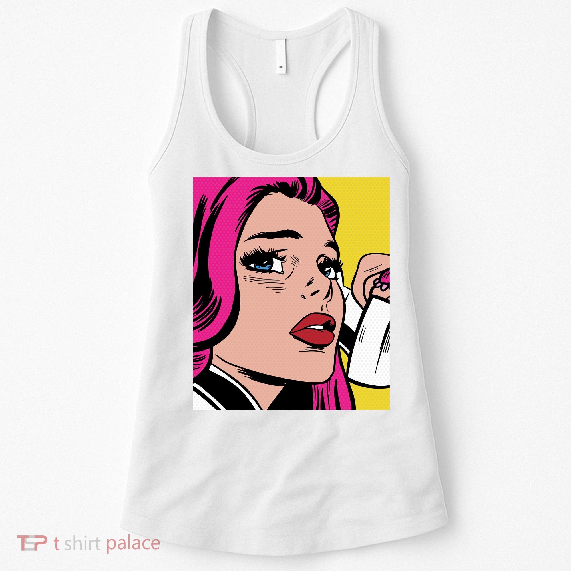Pop Art Girl Phone Women's Tank Top