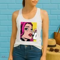 Pop Art Girl Phone Women's Tank Top thumb 2