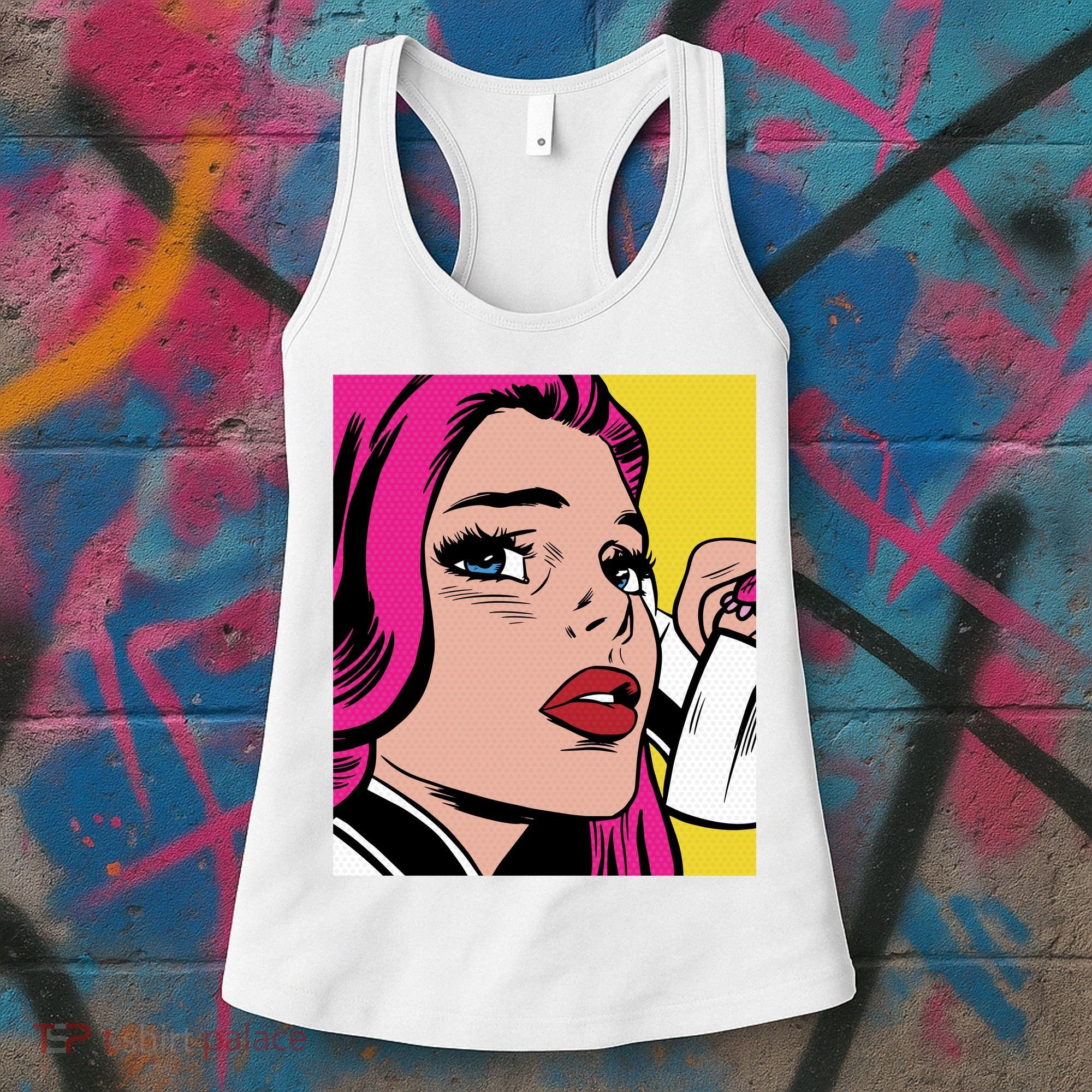 Pop Art Girl Phone Women's Tank Top