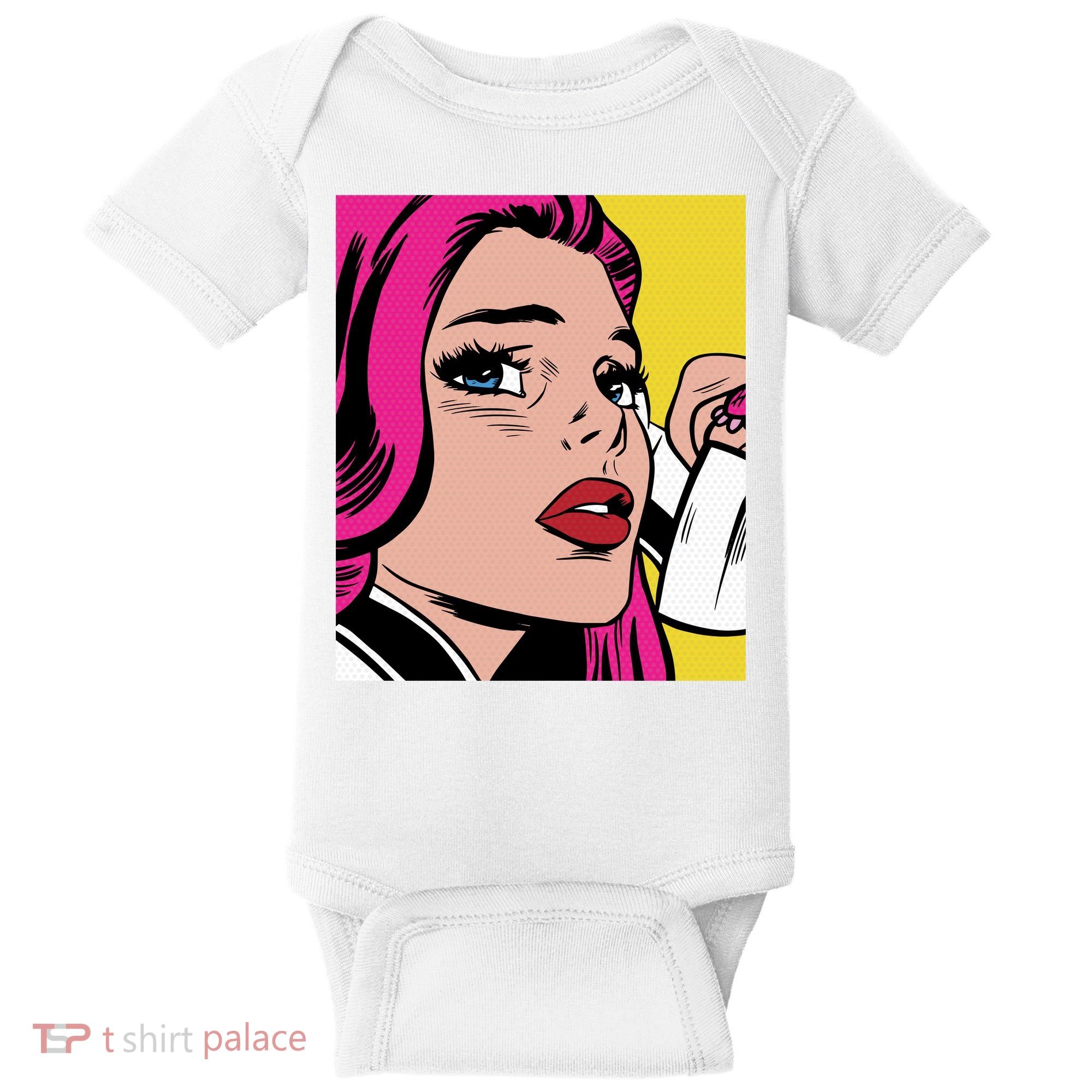 Pop Art Girl Phone Baby Bodysuit