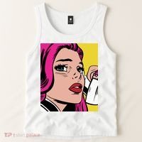 Pop Art Girl Phone Tank Top thumb 2
