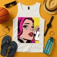 Pop Art Girl Phone Tank Top thumb 4