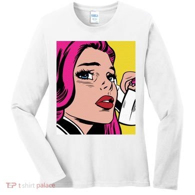 Pop Art Girl Phone Women's Long Sleeve Shirt