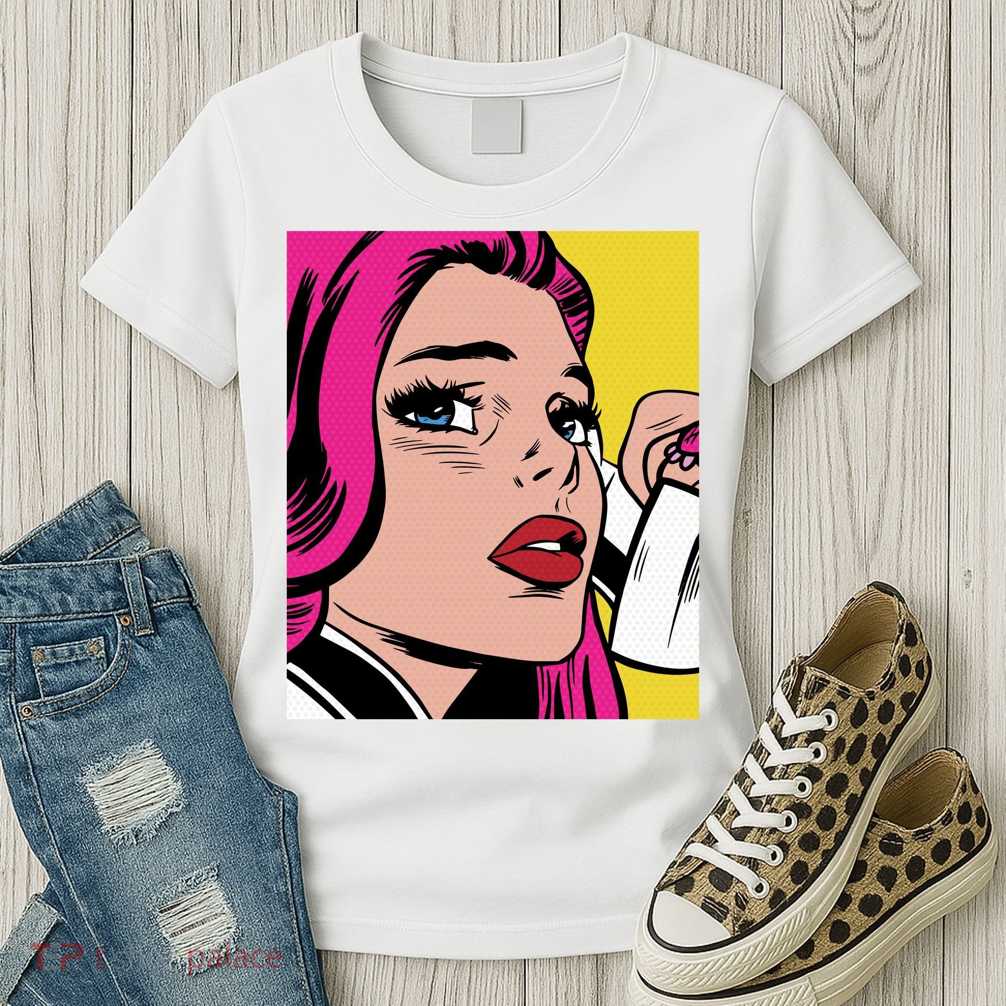Pop Art Girl Phone Women's T-Shirt