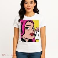 Pop Art Girl Phone Women's T-Shirt thumb 4