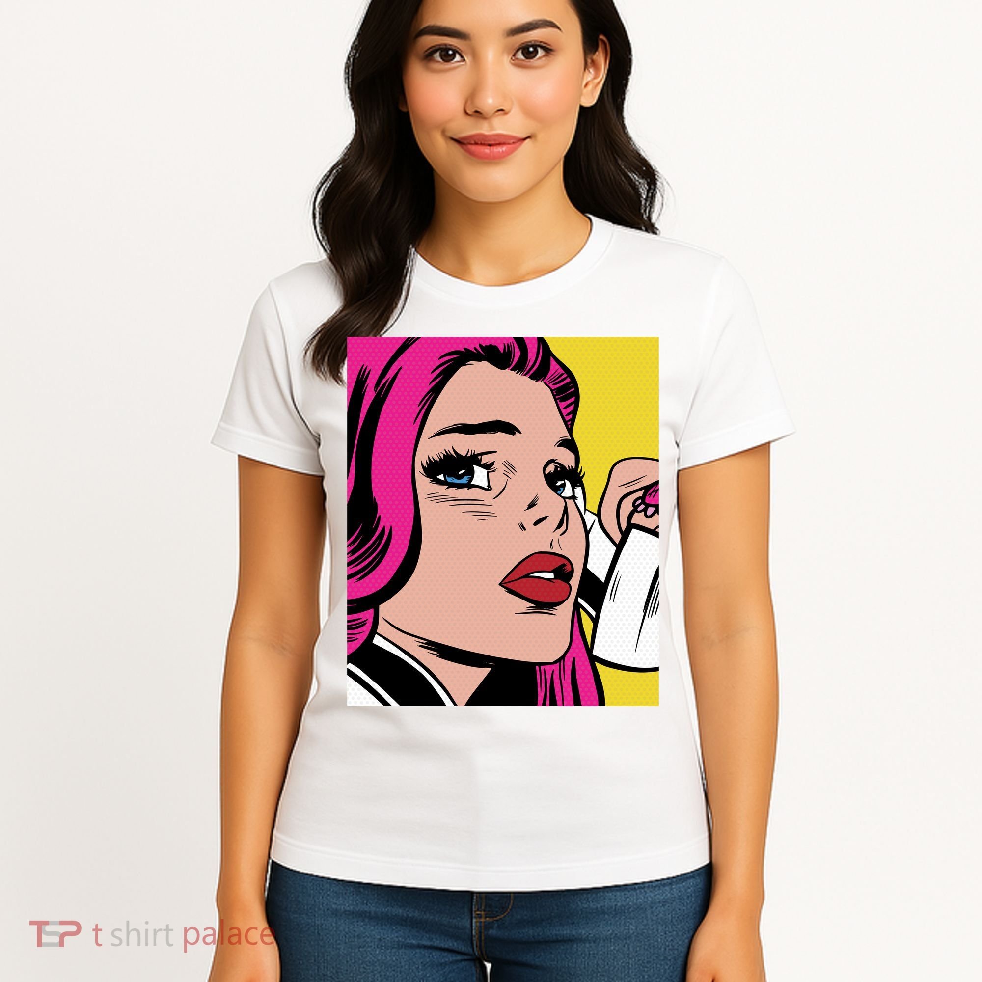 Pop Art Girl Phone Women's T-Shirt