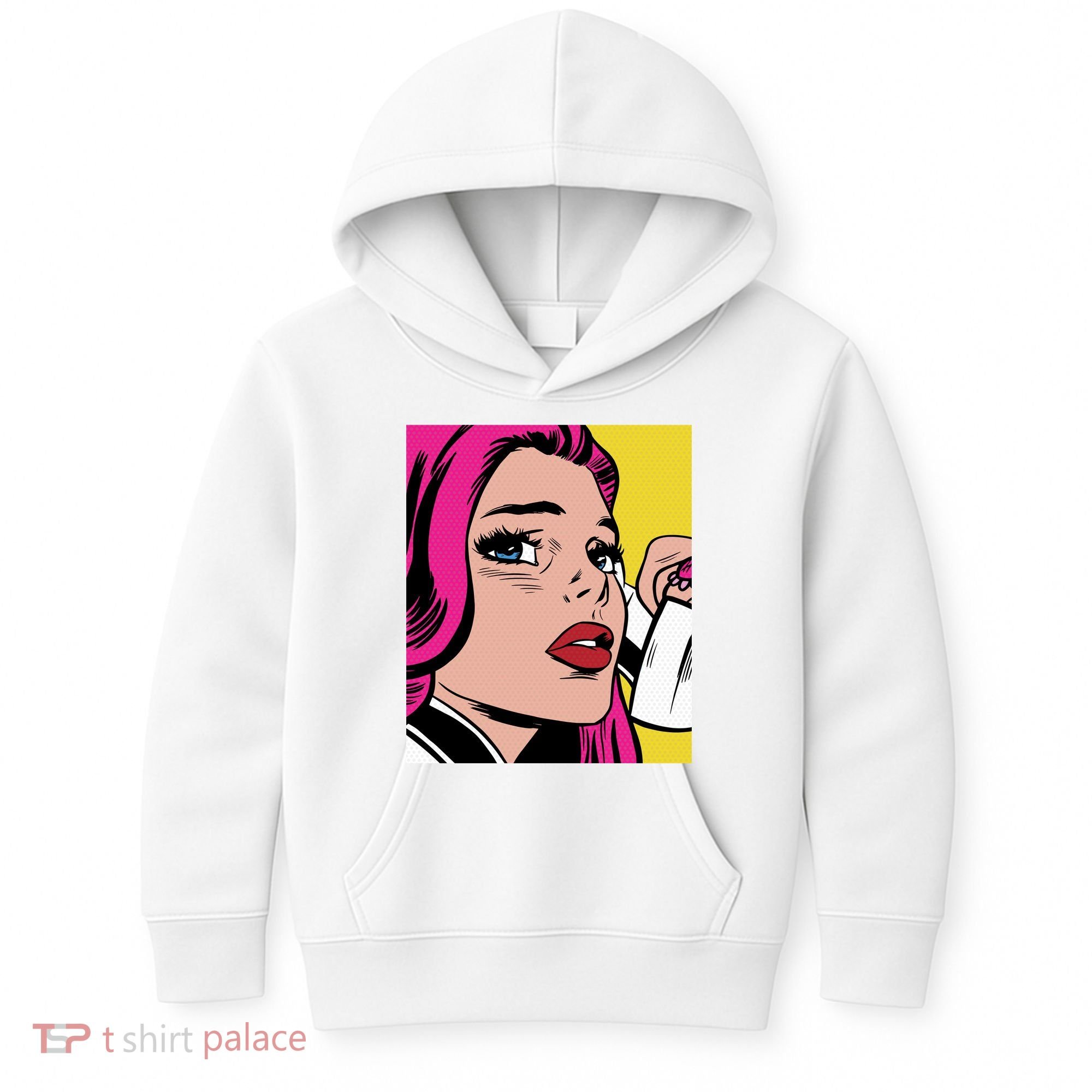 Pop Art Girl Phone Kids Hoodie