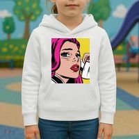 Pop Art Girl Phone Kids Hoodie thumb 3