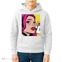 Pop Art Girl Phone Kids Hoodie thumb 4