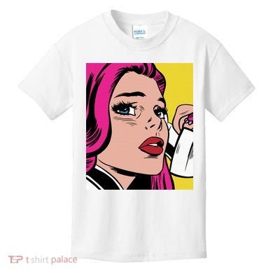 Pop Art Girl Phone Kids T-Shirt