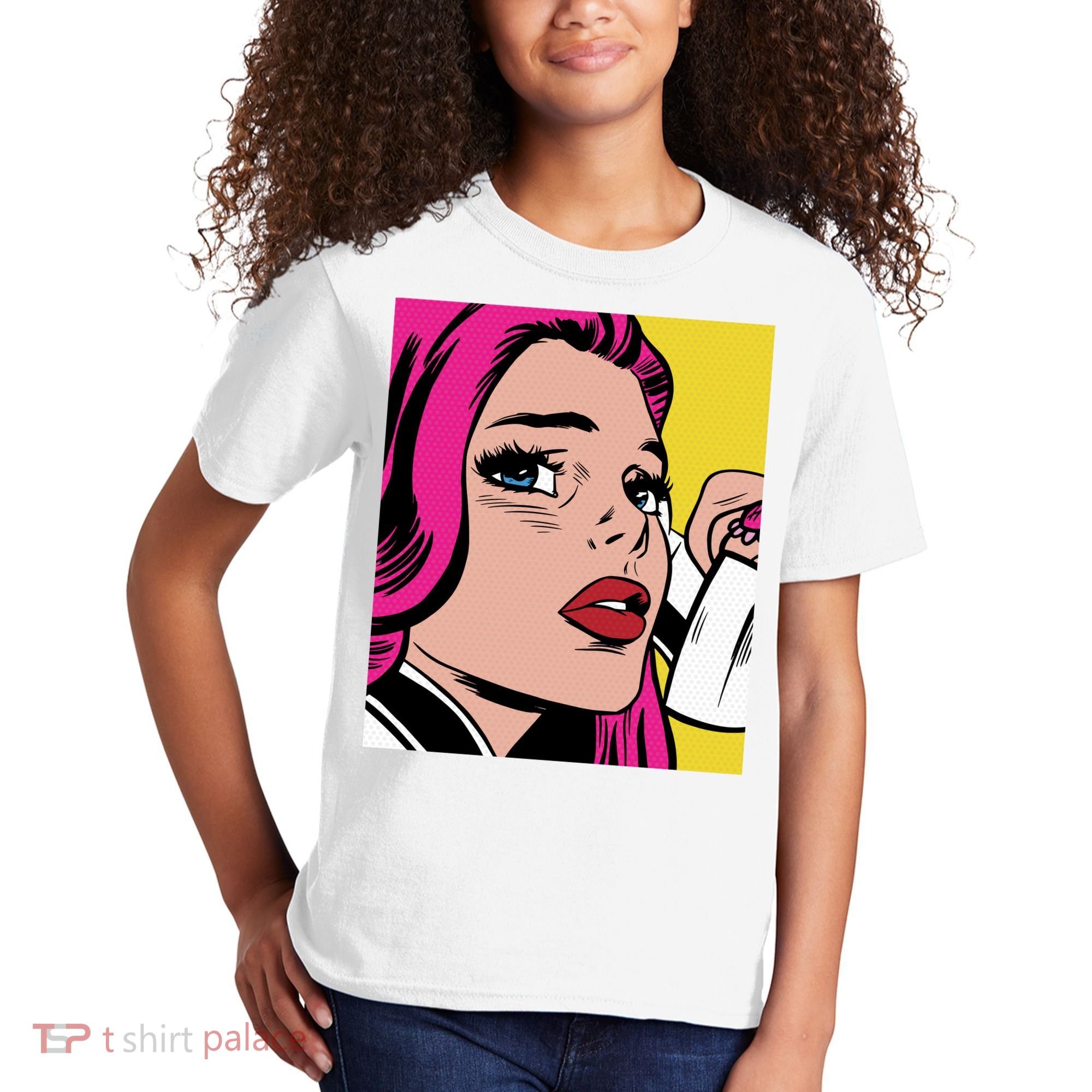 Pop Art Girl Phone Kids T-Shirt