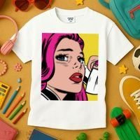 Pop Art Girl Phone Kids T-Shirt thumb 3