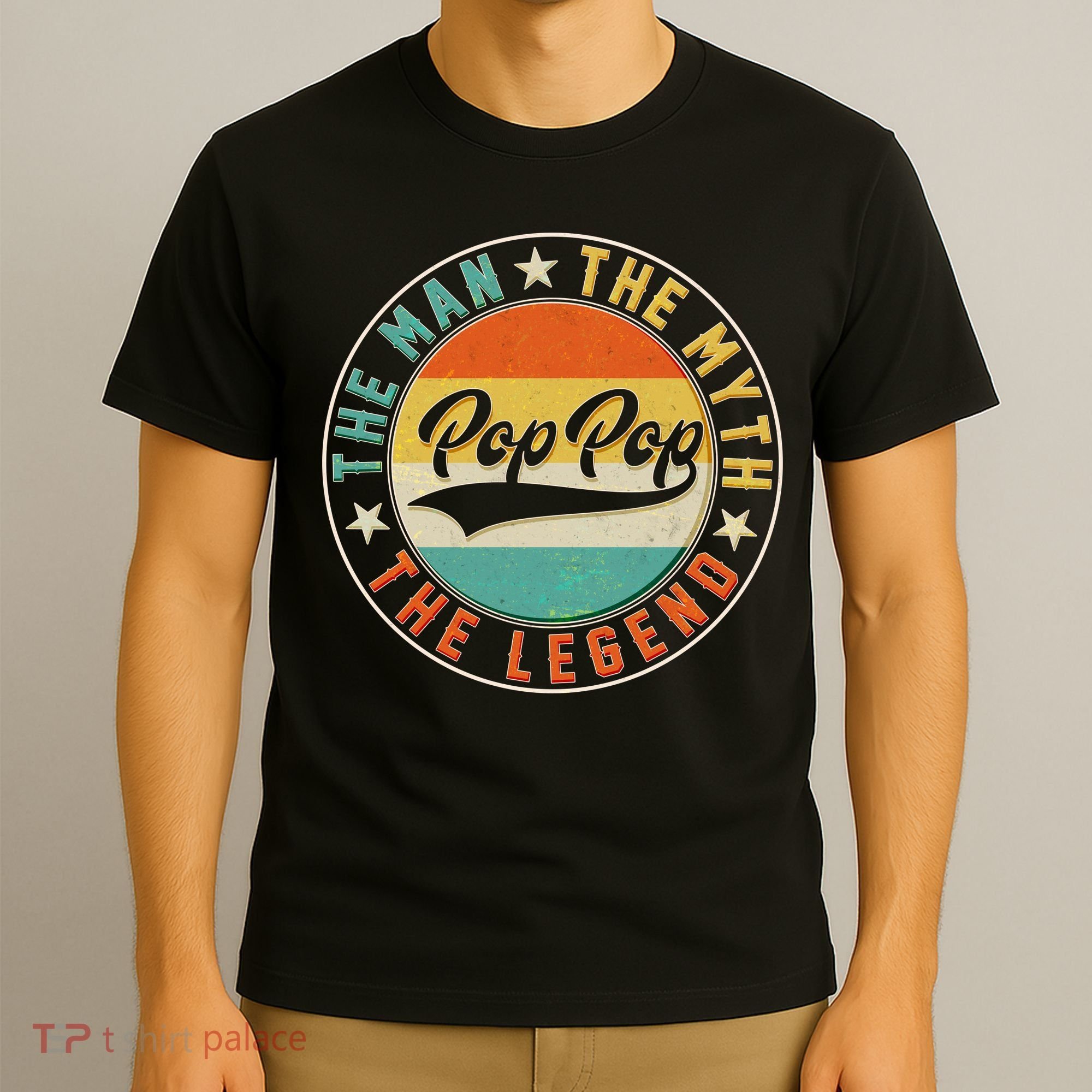 Pop Pop Vintage The Man Myth Legend Emblem T-Shirt