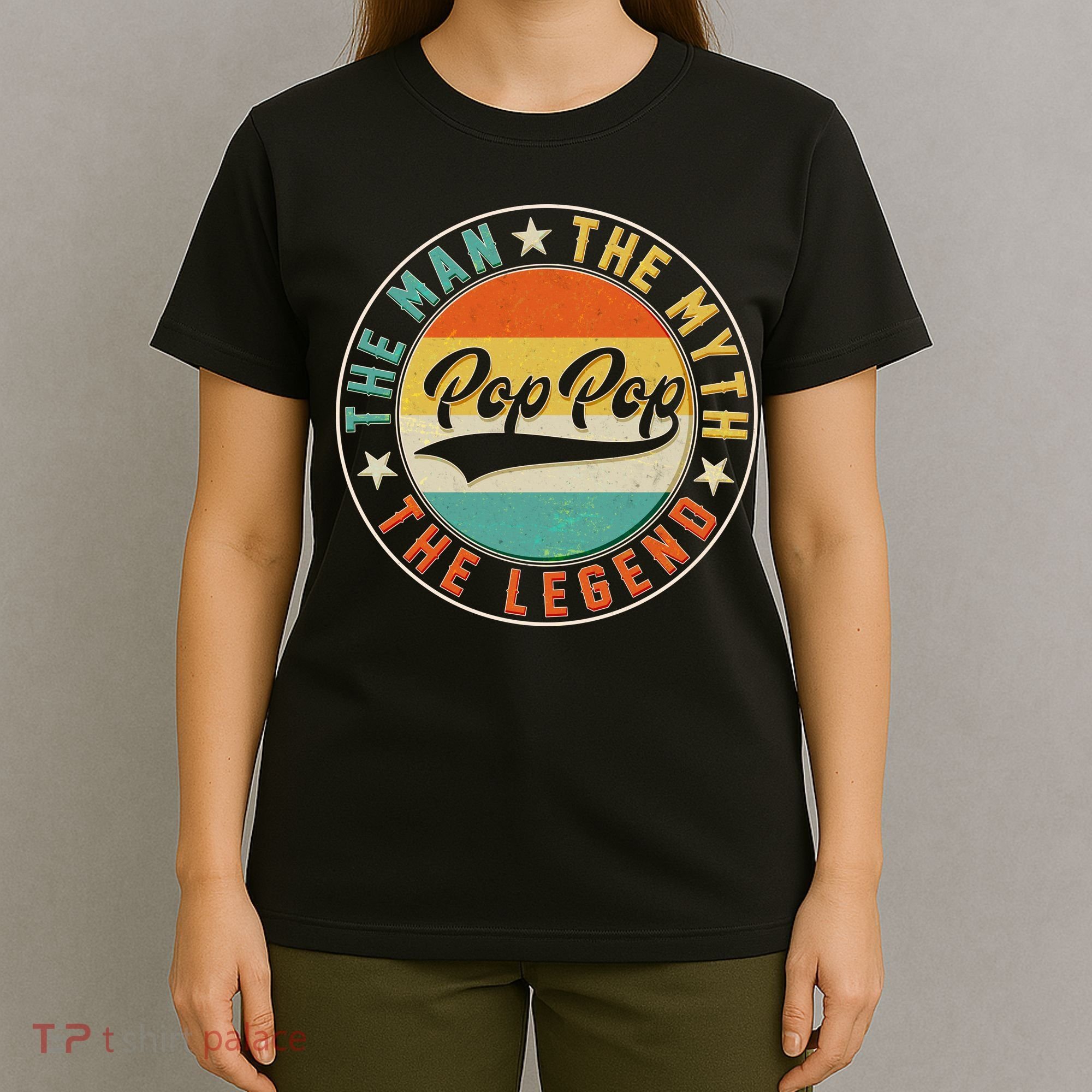 Pop Pop Vintage The Man Myth Legend Emblem T-Shirt