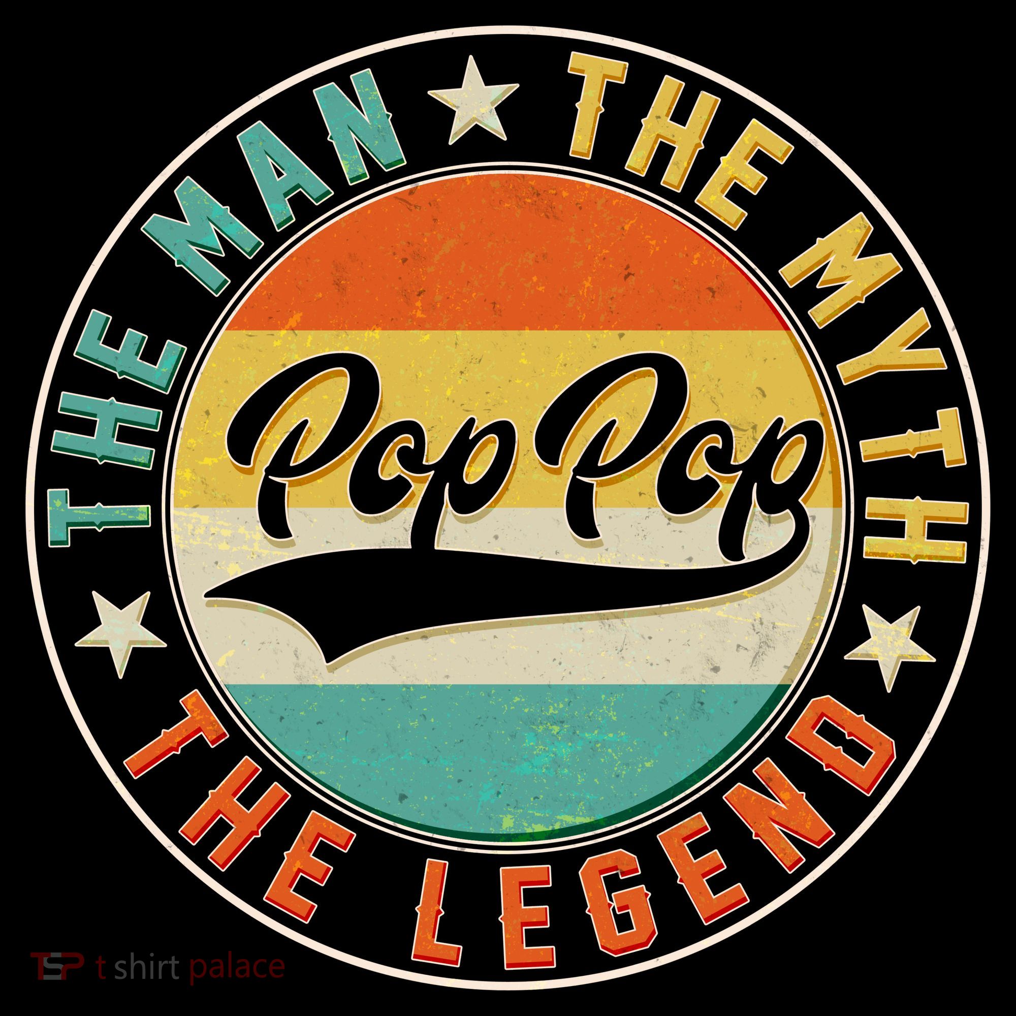 Pop Pop Vintage The Man Myth Legend Emblem T-Shirt