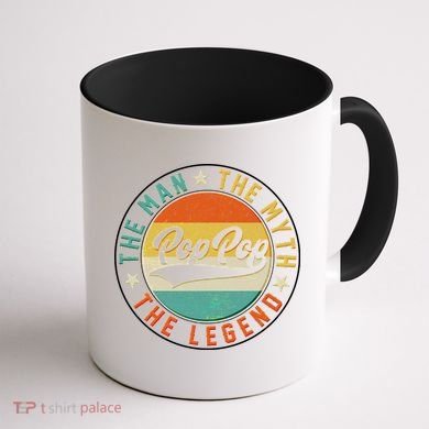 Pop Pop Vintage The Man Myth Legend Emblem Coffee Mug back