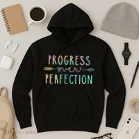 Progress Over Perfection Motivational Gifts Hoodie thumb 3