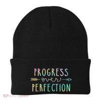 Progress Over Perfection Motivational Gifts Beanie thumb 0