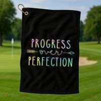 Progress Over Perfection Motivational Gifts Golf Towel thumb 1