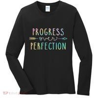 Progress Over Perfection Motivational Gifts Women's Long Sleeve Shirt thumb 0