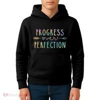 Progress Over Perfection Motivational Gifts Kids Hoodie thumb 4