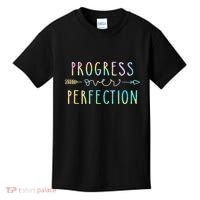 Progress Over Perfection Motivational Gifts Kids T-Shirt thumb 0
