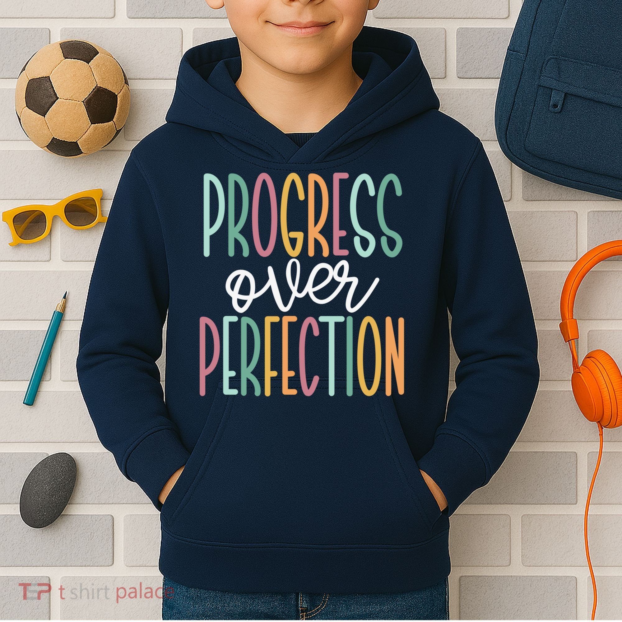 Progress Over Perfection Kids Hoodie