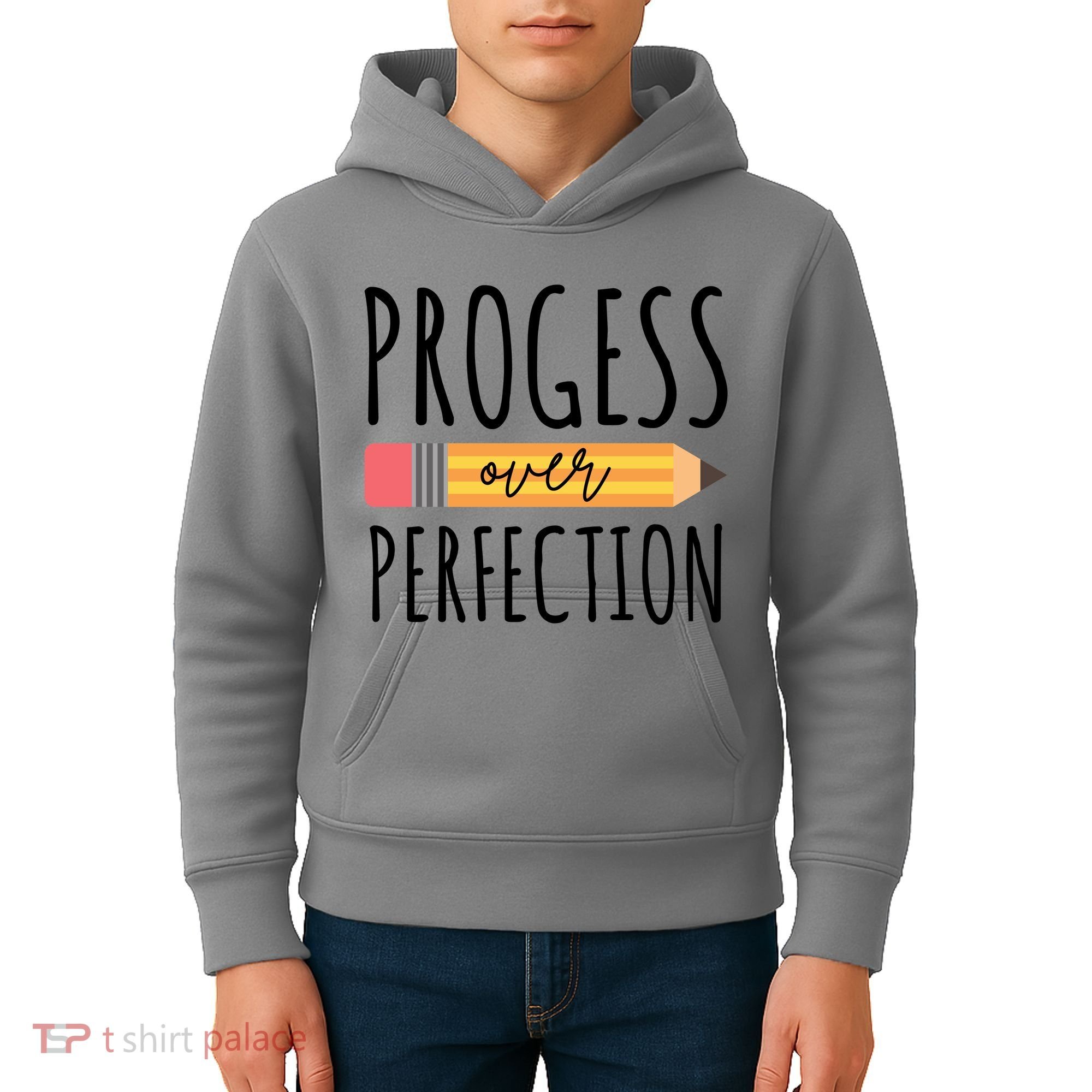 Progress Over Perfection Education Back To School Kids Hoodie
