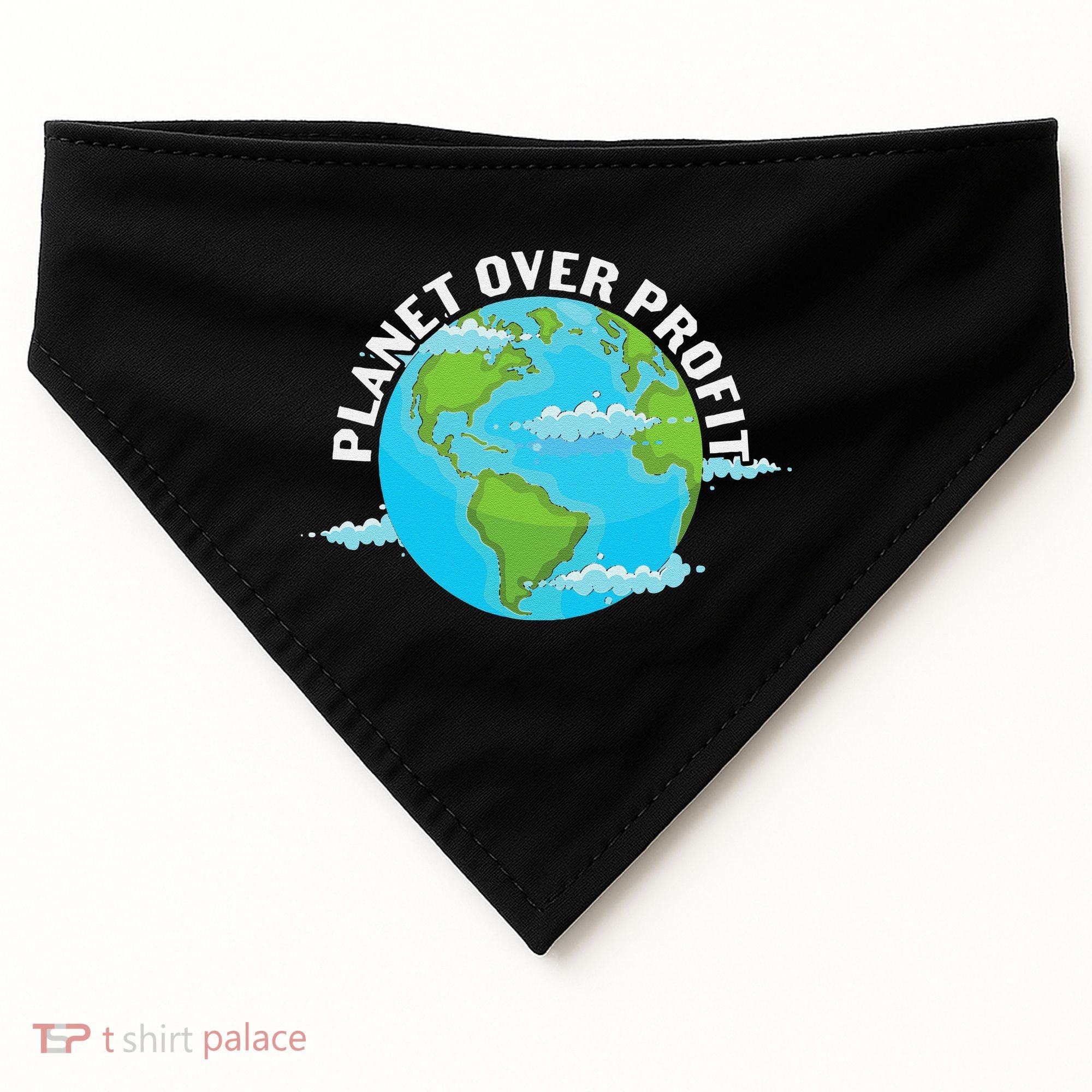 Planet Over Profit Earth Day Environmental USA-Made Doggie Bandana