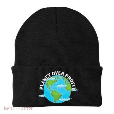 Planet Over Profit Earth Day Environmental Beanie