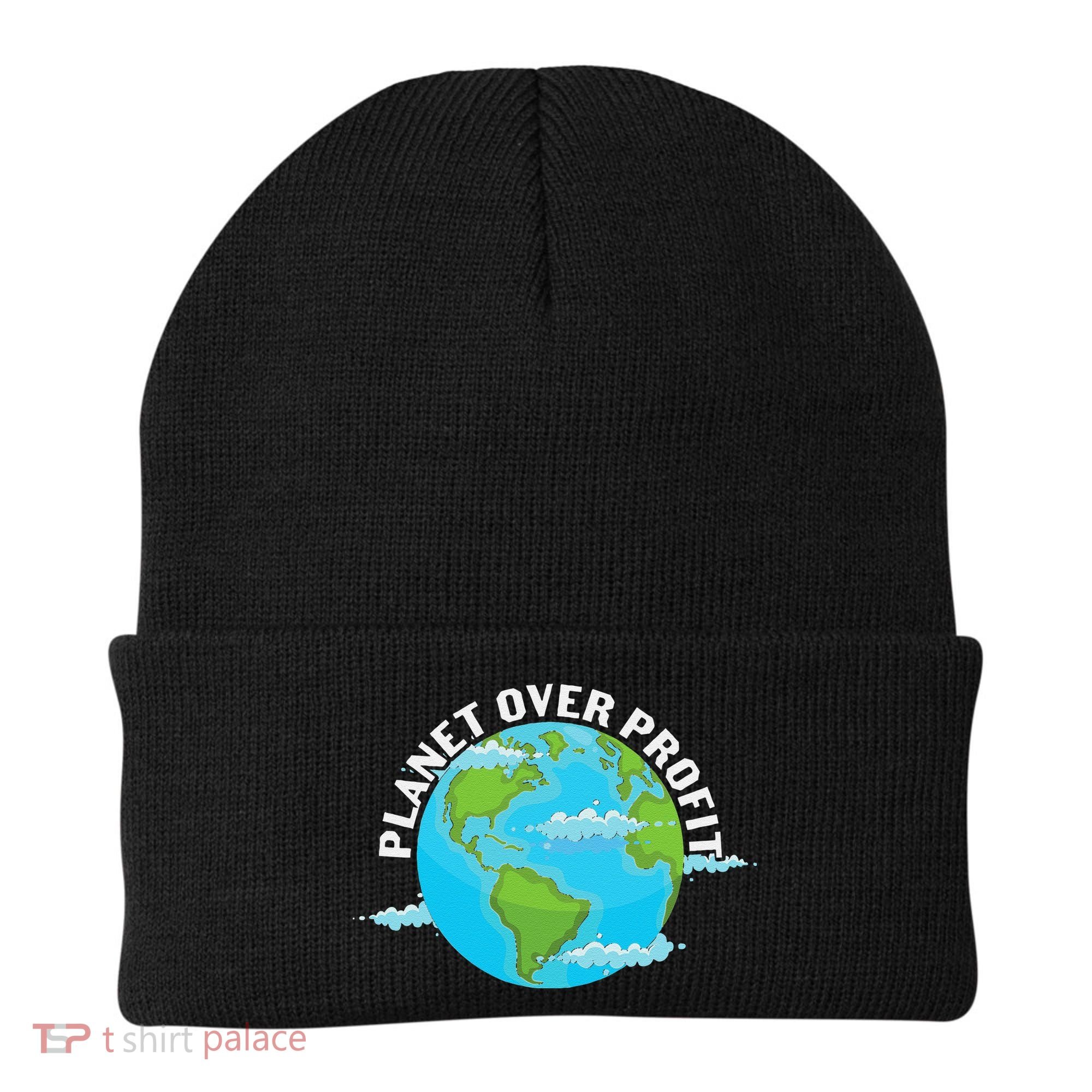 Planet Over Profit Earth Day Environmental Beanie