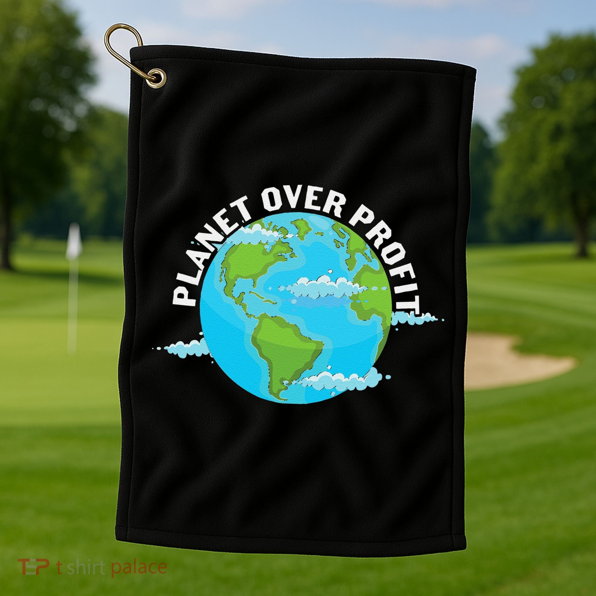 Planet Over Profit Earth Day Environmental Golf Towel