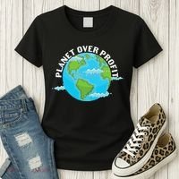 Planet Over Profit Earth Day Environmental Women's T-Shirt thumb 3