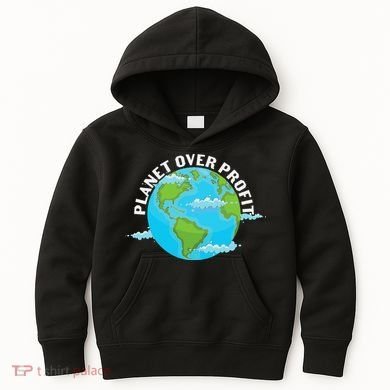 Planet Over Profit Earth Day Environmental Kids Hoodie