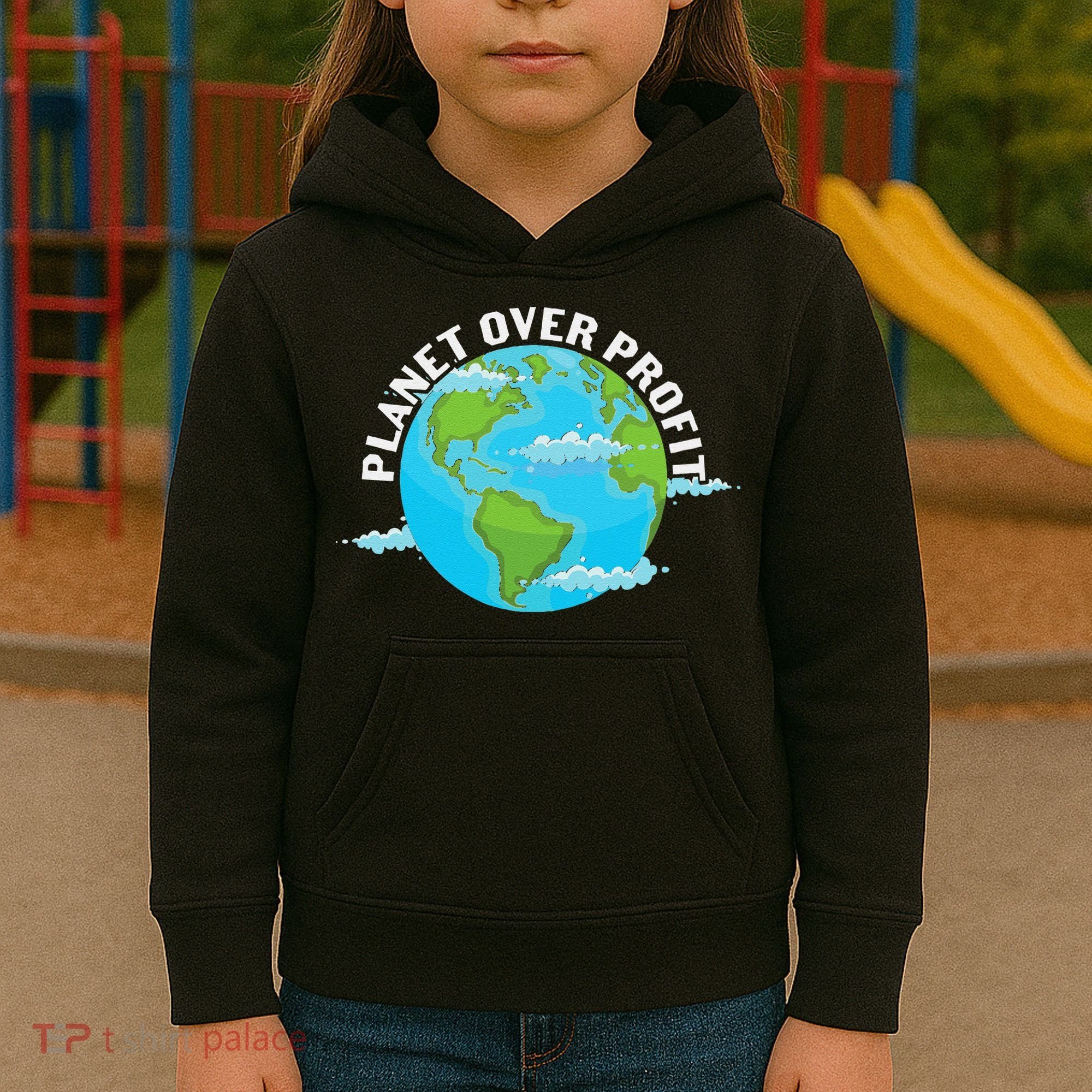 Planet Over Profit Earth Day Environmental Kids Hoodie