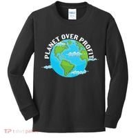 Planet Over Profit Earth Day Environmental Kids Long Sleeve Shirt thumb 0
